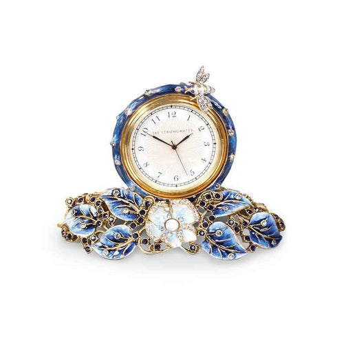 Jay Strongwater - Mayfair Leaf & Bee Clock - Delft Garden | 