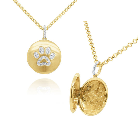 KC Designs 14k Gold and Diamond Paw Print Remembrance Locket