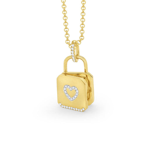 KC Designs 14k Gold Padlock with Diamond Heart Remembrance Locket