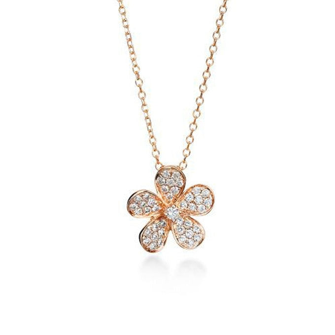lavianojewelers - 14K Rose Gold and Diamond Flower Necklace 