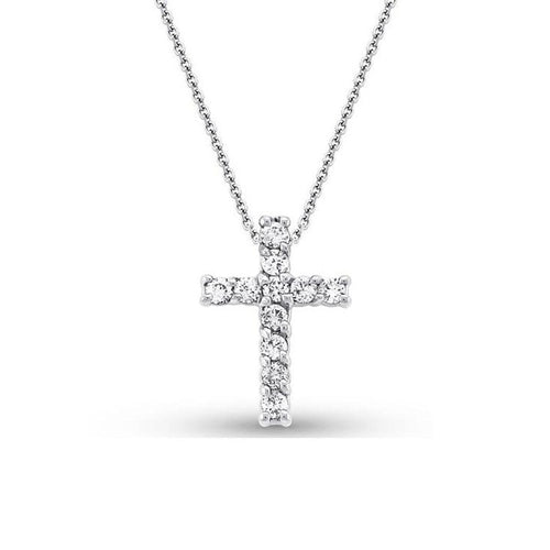 lavianojewelers - 14K White Gold Diamond Cross Necklace | 