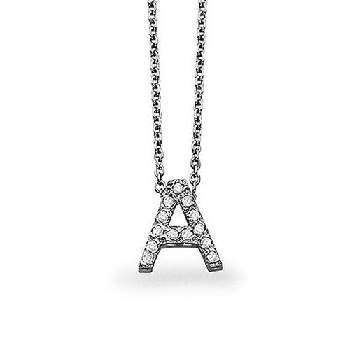 lavianojewelers - 14K White Gold Diamond Initial A Necklace 