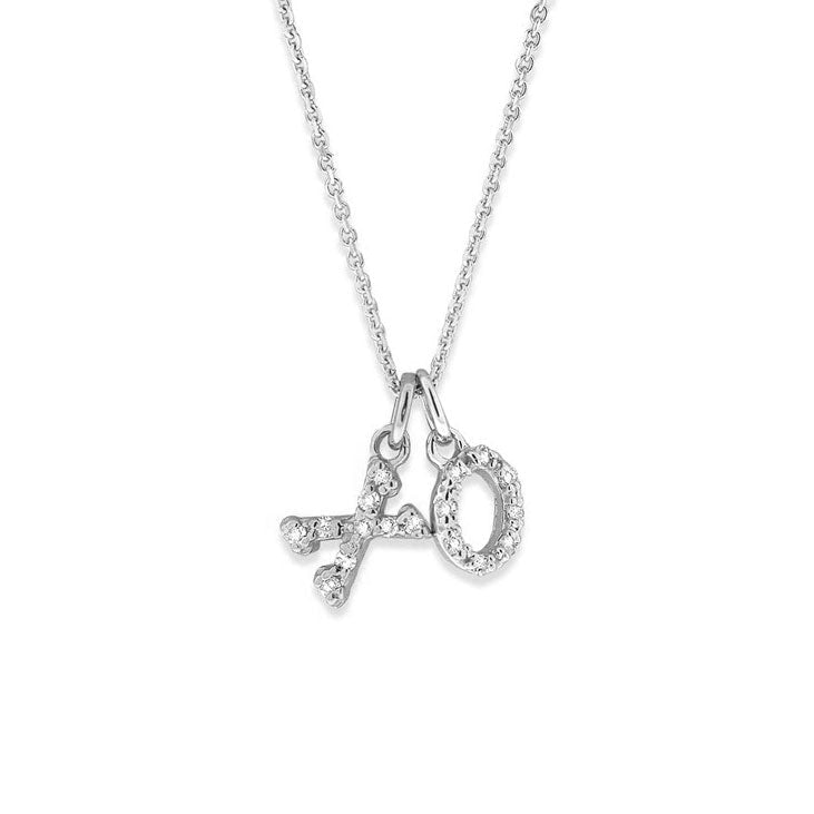 lavianojewelers - 14K White Gold Diamond XO Necklace | 