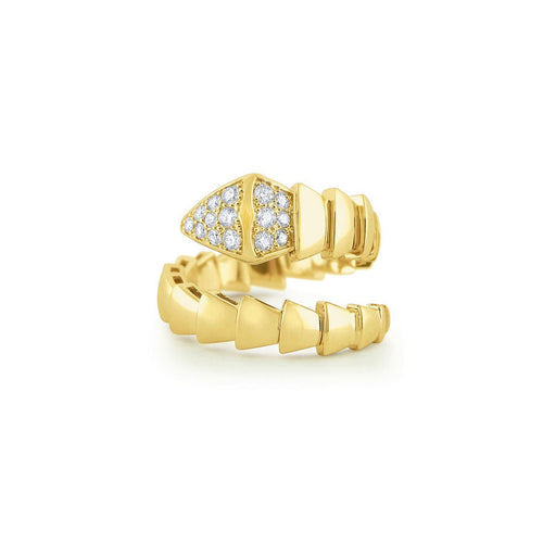 lavianojewelers - 14K Yellow Gold and Diamond Snake Ring | 