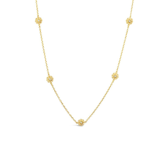 KC Designs 14K Yellow Gold Diamond Flower Station Necklace
