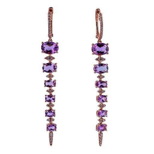 LaViano Jewelers Earrings - 14K Rose Gold Amethyst and 