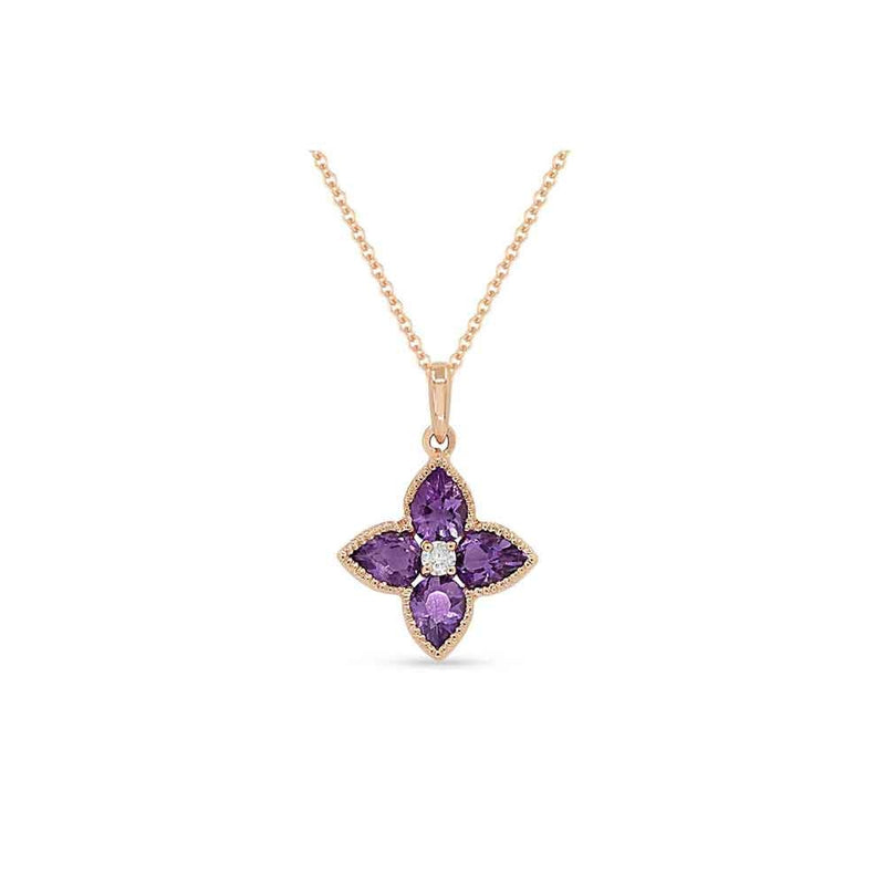 lavianojewelers - 14K Rose Gold Amethyst Flower Necklace | 