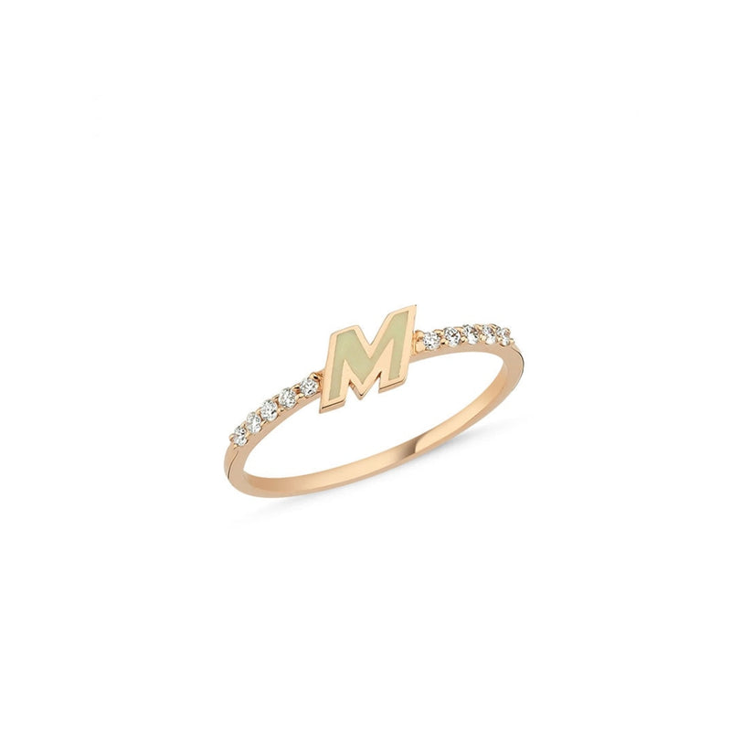 THE ALKEMISTRY The Alkemistry 18ct Yellow Gold And Pave Diamond M Initial  Ring | Endource