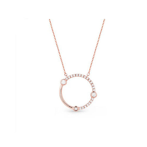 14K Rose Gold Diamond Circle Necklace