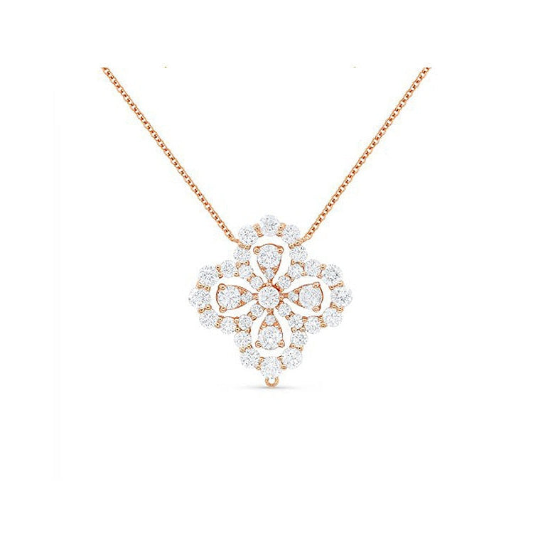 14K Rose Gold Diamond Clover Pendant