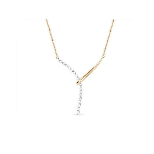 14K Rose Gold Diamond Wishbone Necklace