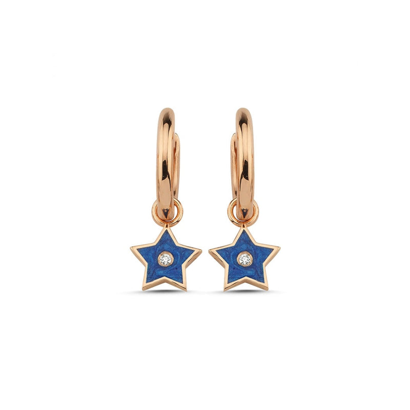 lavianojewelers - 14K Rose Gold Enamel Star Hoop Earrings | 