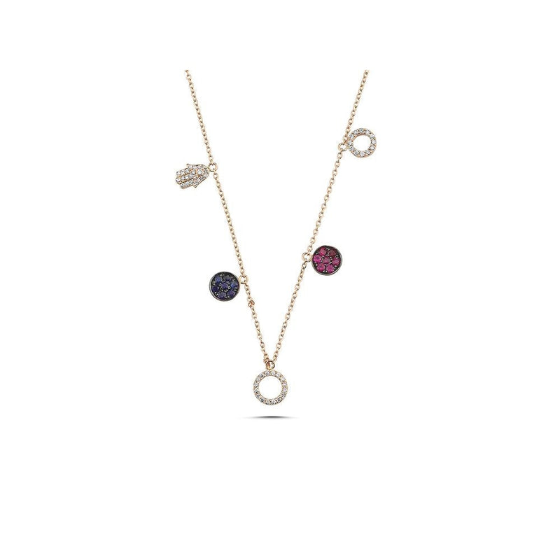 lavianojewelers - 14K Rose Gold Hamsa Charm Necklace | 