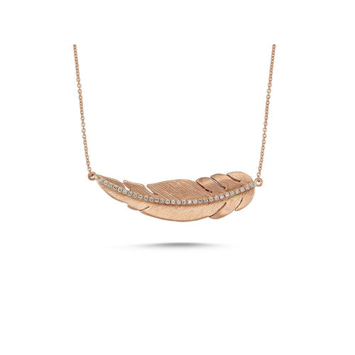 lavianojewelers - 14K Rose Gold Slender Leaf Pendant | 