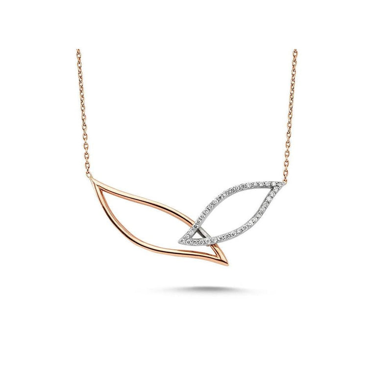 lavianojewelers - 14K Rose & White Gold Interlocking Leaf 