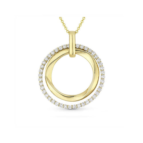 Image of 14K Two Tone Diamond Circle Necklace with diamonds weighing 0.96 carat.