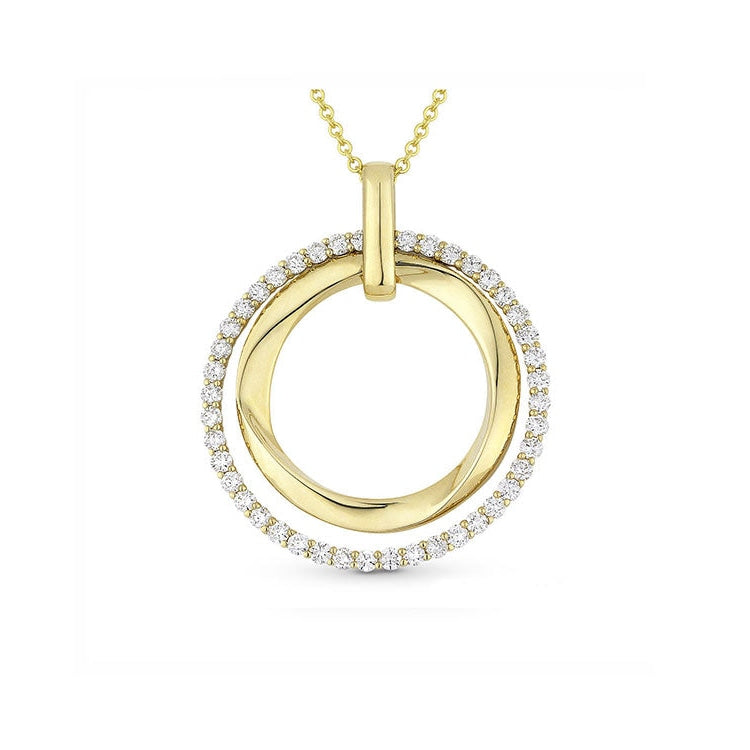 Image of 14K Two Tone Diamond Circle Necklace with diamonds weighing 0.96 carat.