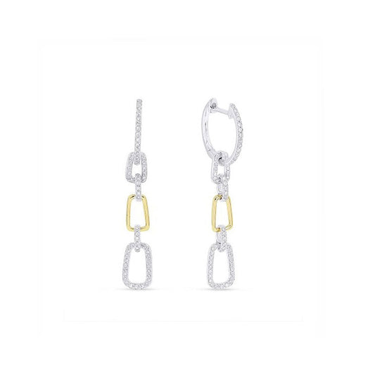 14K Two Tone Diamond Drop Earrings
