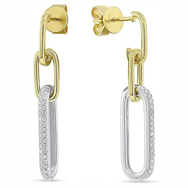 LaViano Jewelers Earrings - 14K Two Tone Diamond Earrings 