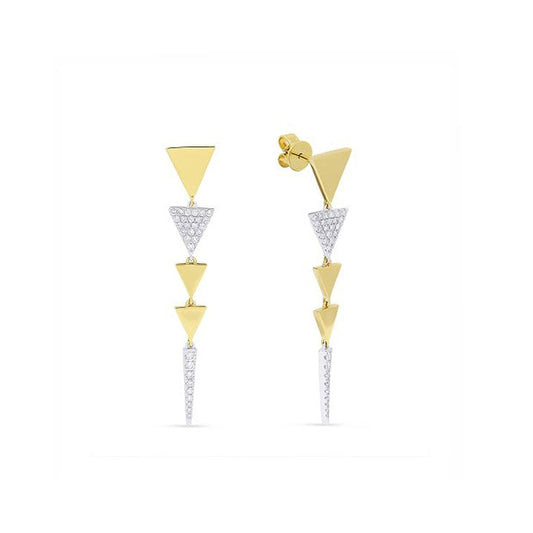 14K Two Tone Diamond Drop Earrings
