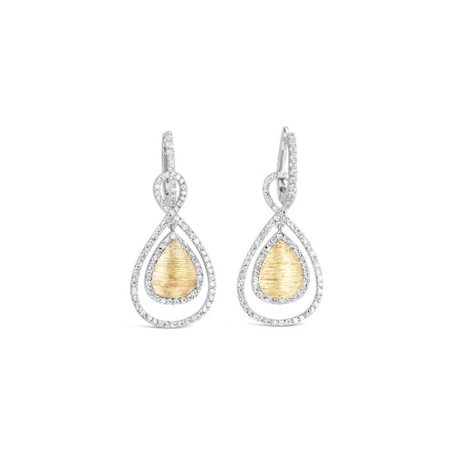 LaViano Jewelers 14K Two Tone Gold Diamond Drop Earrings