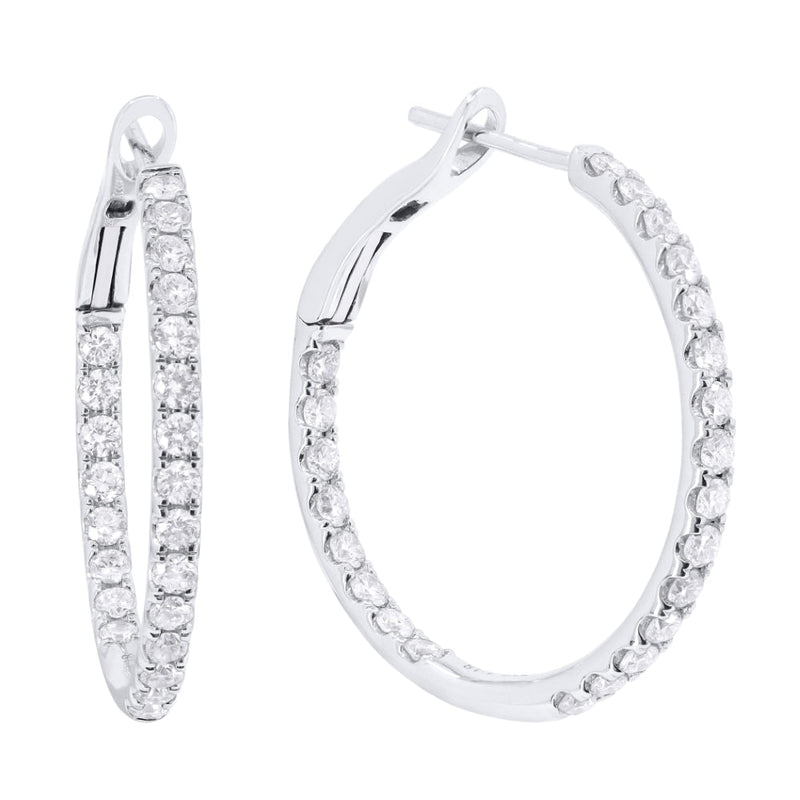 LaViano Jewelers Earrings - 14K White Gold Diamond Hoop 