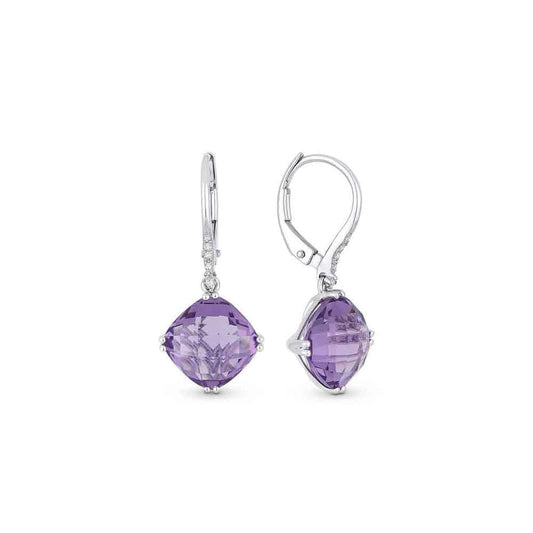 lavianojewelers - 14K White Gold Amethyst Drop Earrings | 