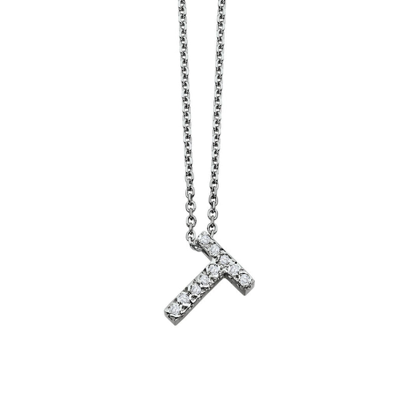 lavianojewelers - 14K White Gold and Diamond Initial T 