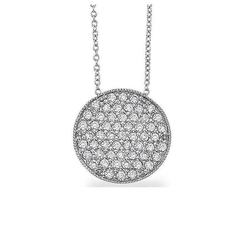 lavianojewelers - 14K White Gold and Diamond Pave Disc 