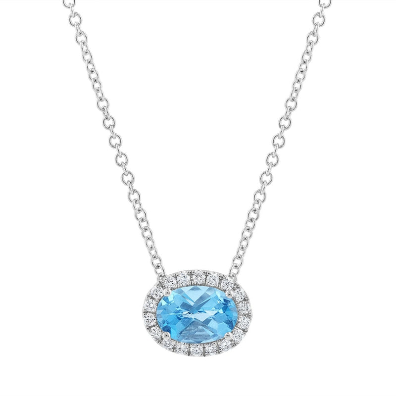 LaViano Jewelers Necklaces - 14K White Gold Blue Topaz and 