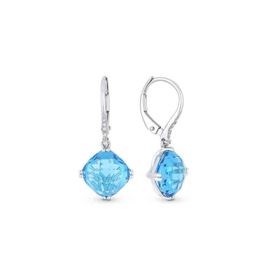 lavianojewelers - 14K White Gold Blue Topaz Drop Earrings | 