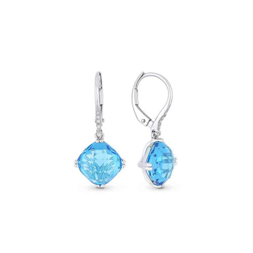 lavianojewelers - 14K White Gold Blue Topaz Drop Earrings | 