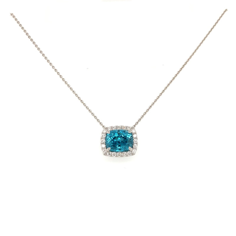 LaViano Jewelers Necklaces - 14K White Gold Blue Zircon