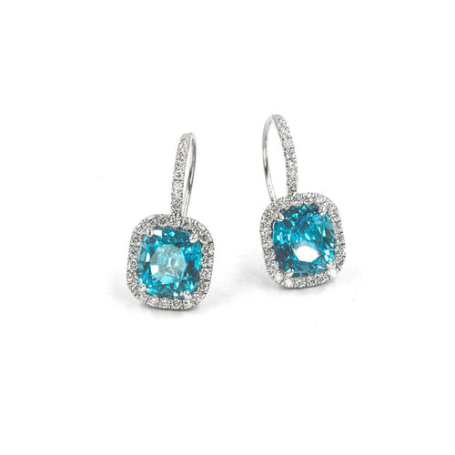 lavianojewelers - 14K White Gold Blue Zircon Diamond 