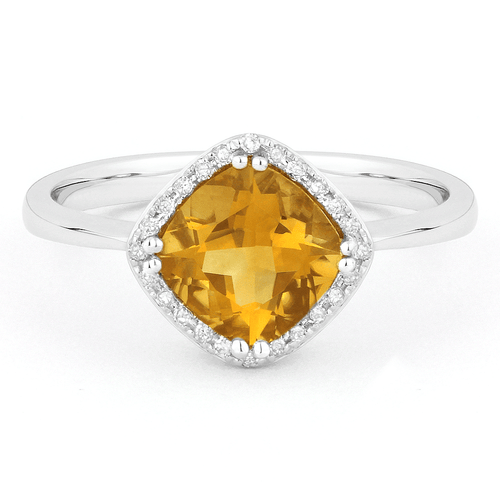 LaViano Jewelers Rings - 14K White Gold Citrine and Diamond 