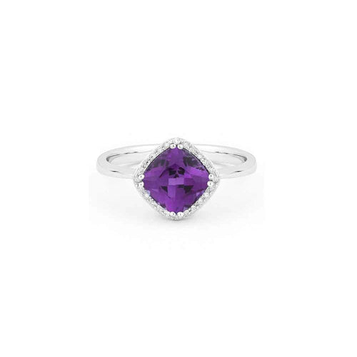 lavianojewelers - 14K White Gold Diamond and Amethyst Ring |