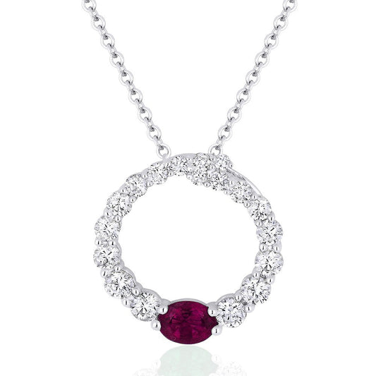 LaViano Jewelers Necklaces - 14K White Gold Diamond and Ruby