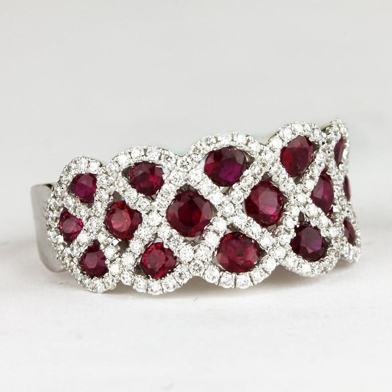 LaViano Jewelers Rings - 14K White Gold Diamond and Ruby 