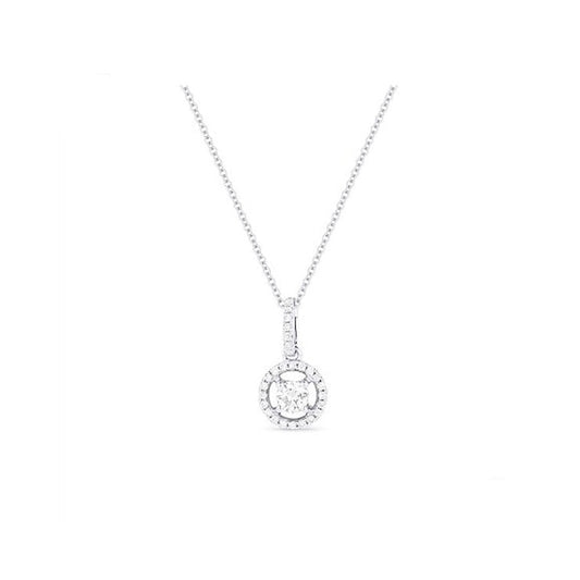 14K White Gold Diamond Circle Stone Necklace