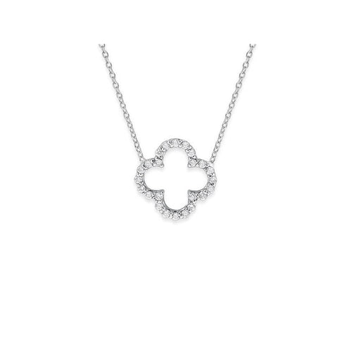 lavianojewelers - 14K White Gold Diamond Clover Necklace | 