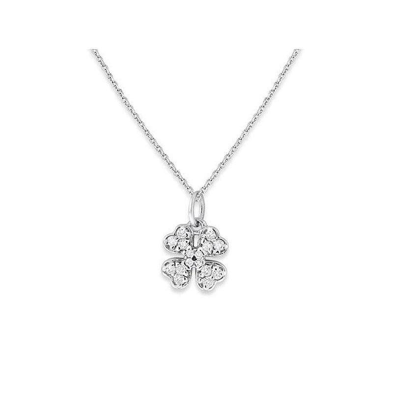 lavianojewelers - 14K White Gold Diamond Clover Pendant 