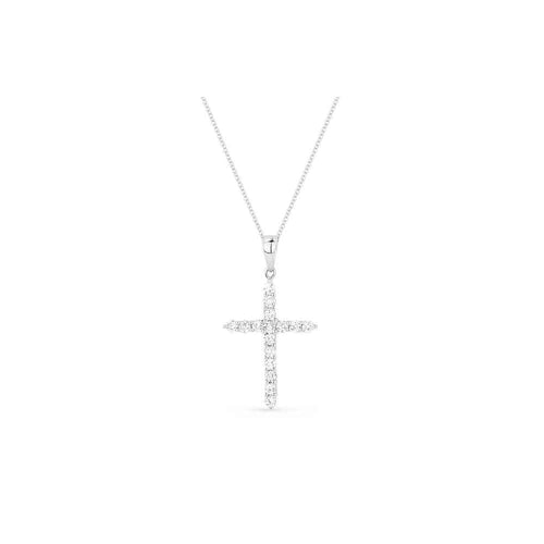 lavianojewelers - 14K White Gold Diamond Cross Necklace | 