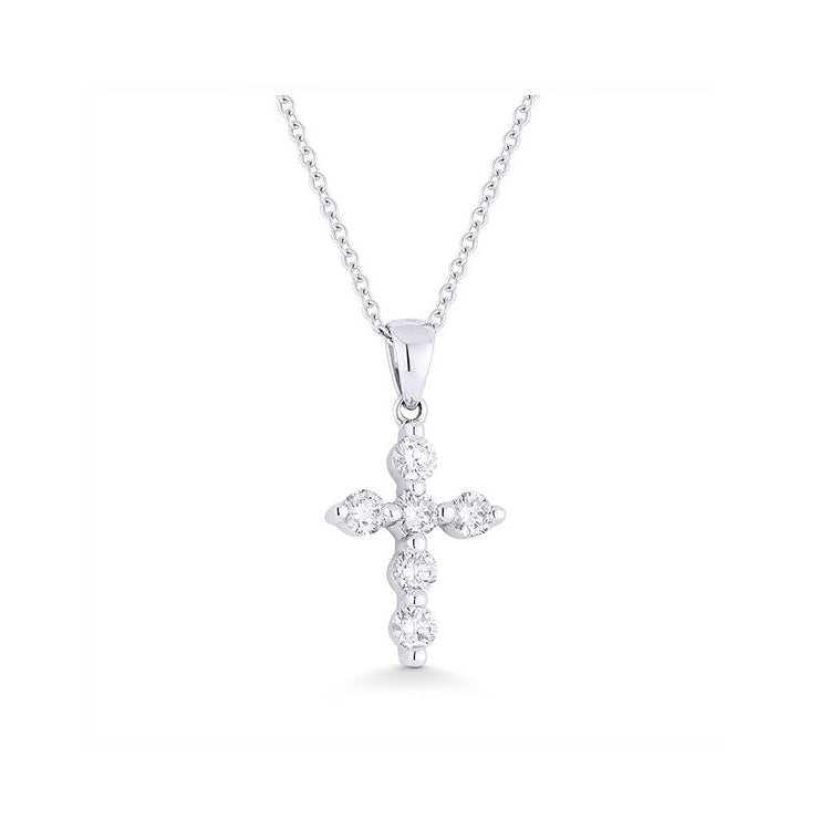 image of a 14K White Gold Diamond Cross Necklace