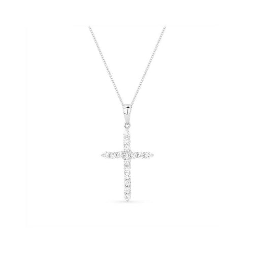 Image of 14K White Gold Diamond Cross Necklace with diamonds weighing 0.46 carat.