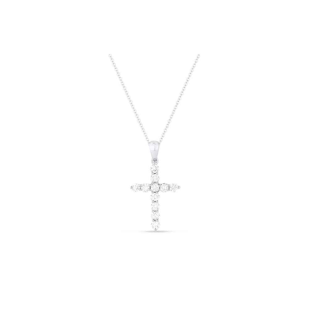 lavianojewelers - 14K White Gold Diamond Cross Necklace | 
