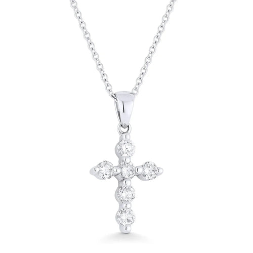 LaViano Jewelers Necklaces - 14K White Gold Diamond Cross 