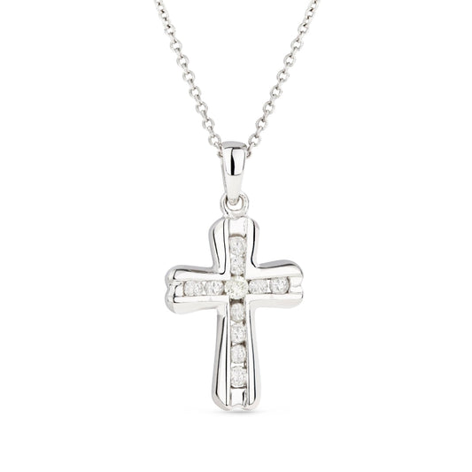 LaViano Jewelers Necklaces - 14K White Gold Diamond Cross | 