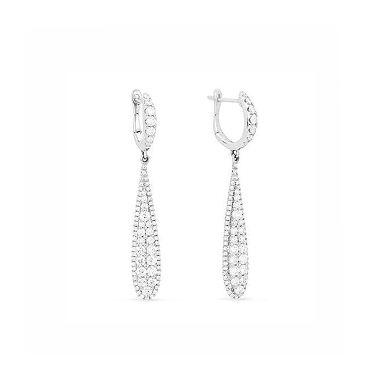Image of 14K White Gold Diamond Drop Earrings with diamonds weighing 1.41 carat.