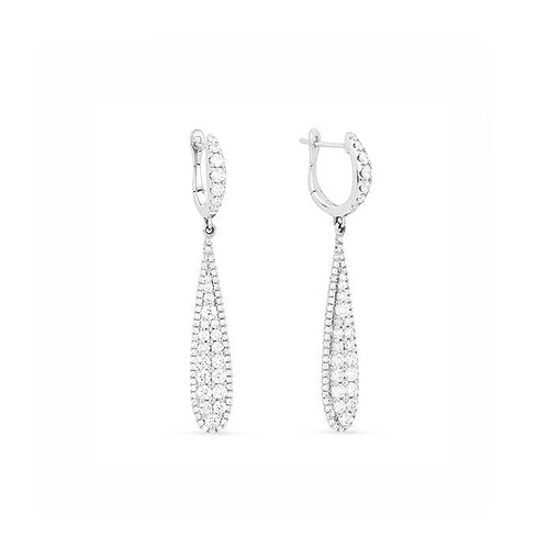 Image of 14K White Gold Diamond Drop Earrings with diamonds weighing 1.41 carat.