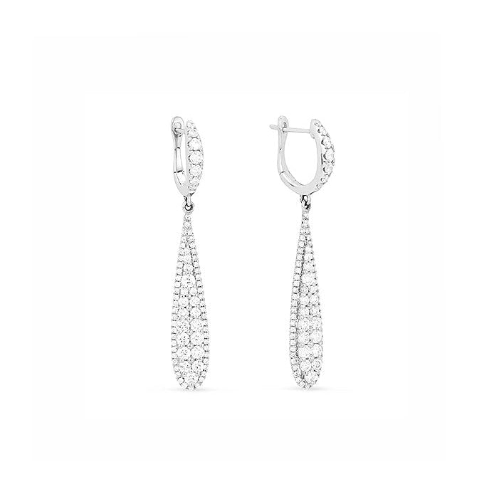 Image of 14K White Gold Diamond Drop Earrings with diamonds weighing 1.41 carat.
